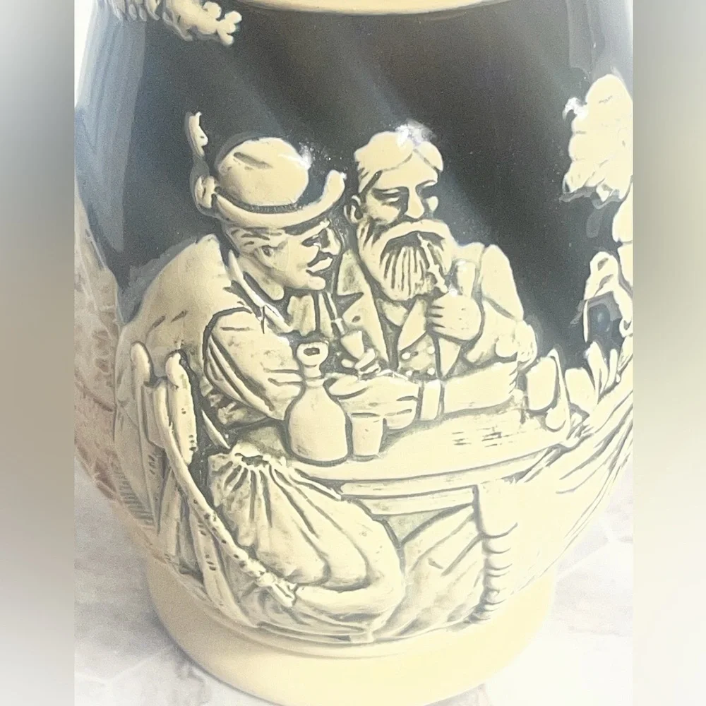 Vintage Style German Beer Stein Relief Scene Ceramic Mug With Handle